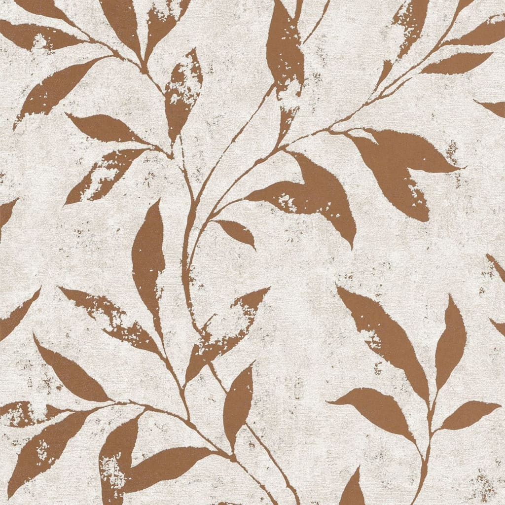 Papin de papier mural néerlandais Leafs beige et brun