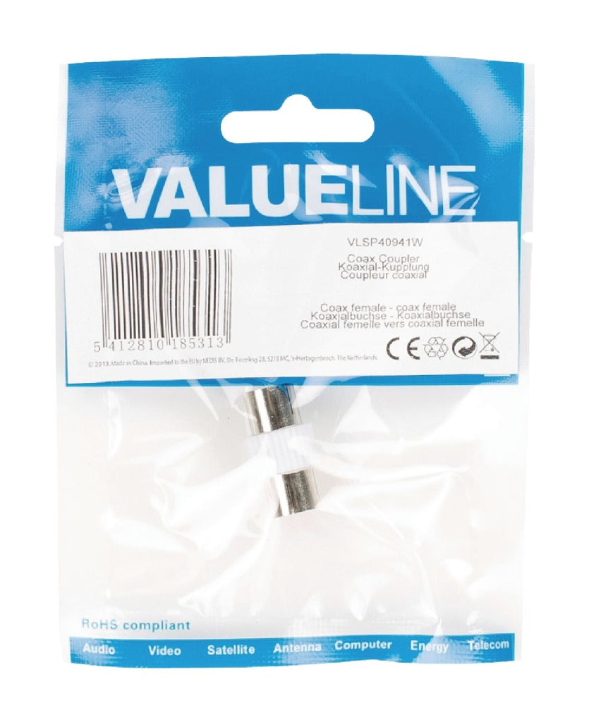 Valueline vlsp40941w couplage coaxial femelle coaxial - coaxial femelle blanc
