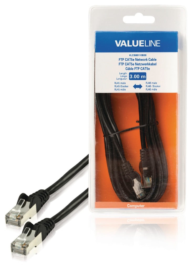 Valueline vlcb85110b30 câble réseau ftp cat5e rj45 mâle - rj45 mâle 3,00 m noir