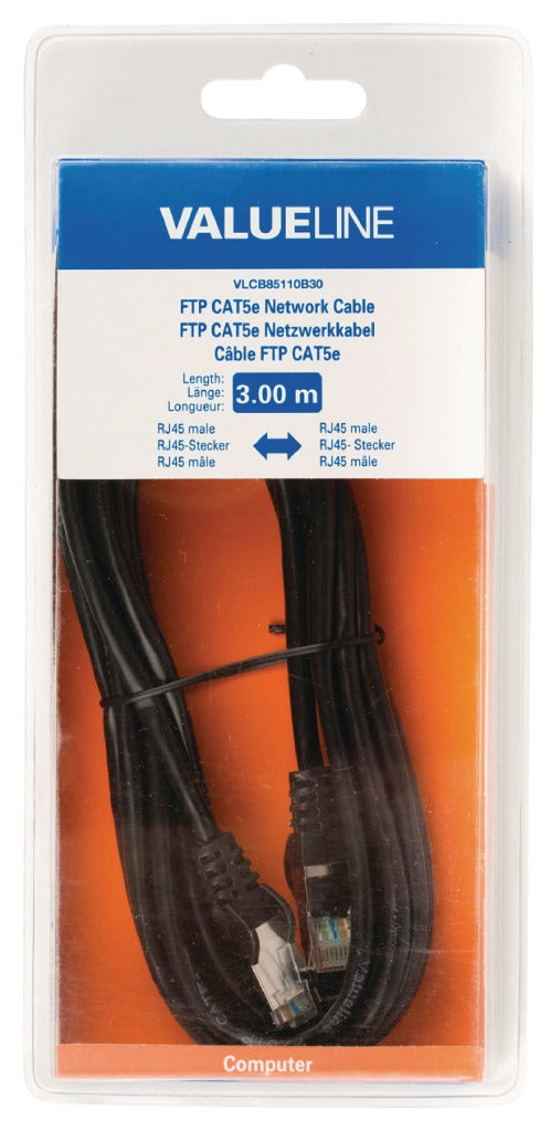 Valueline vlcb85110b30 câble réseau ftp cat5e rj45 mâle - rj45 mâle 3,00 m noir