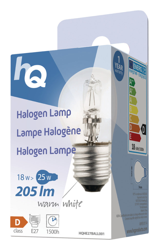 HQ HQ HQHE27 Ball001 Ampoule Halogène Boule E27 18 W 205 lm 2 800 K