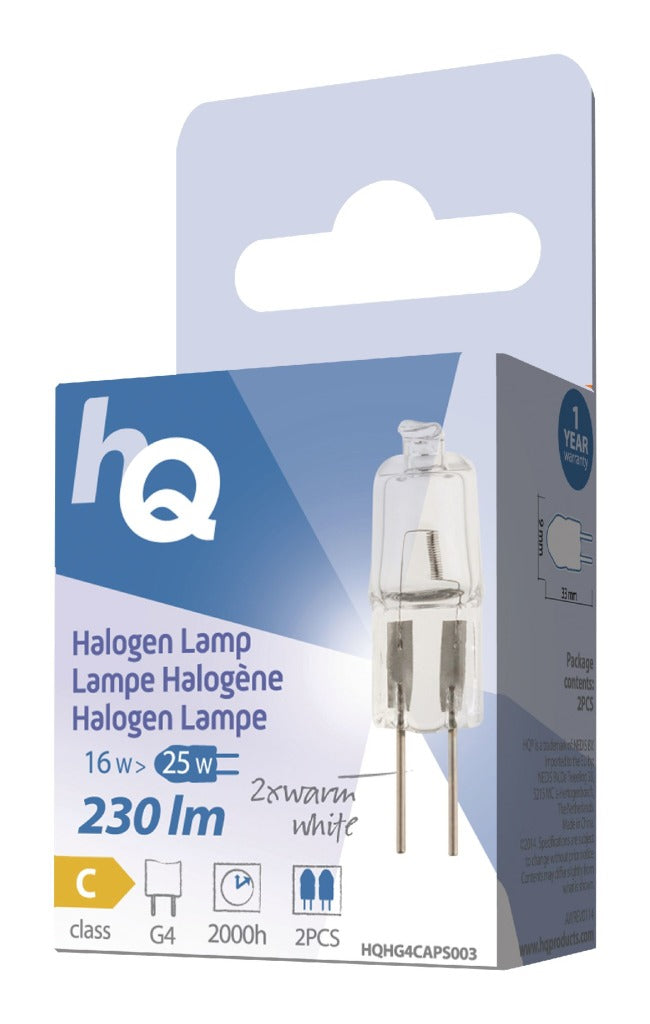 HQ HG4 CAPS003 lampe halogène capsule G4 16 W 230 lm 2 800 K