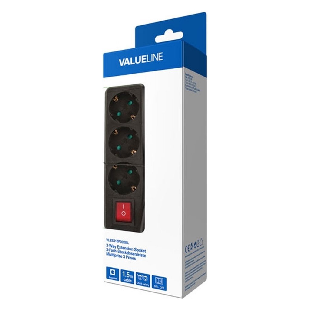 Valueline vles315f002bl multiprise 3 voies noir