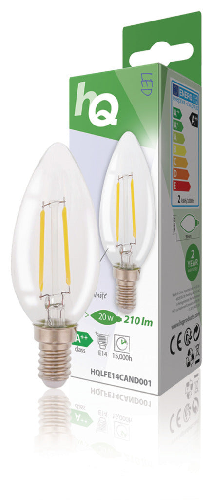 HQ LFE14CAND001 Lampe à Filament Rétro LED E14 Bougie 2W 210LM 2700K