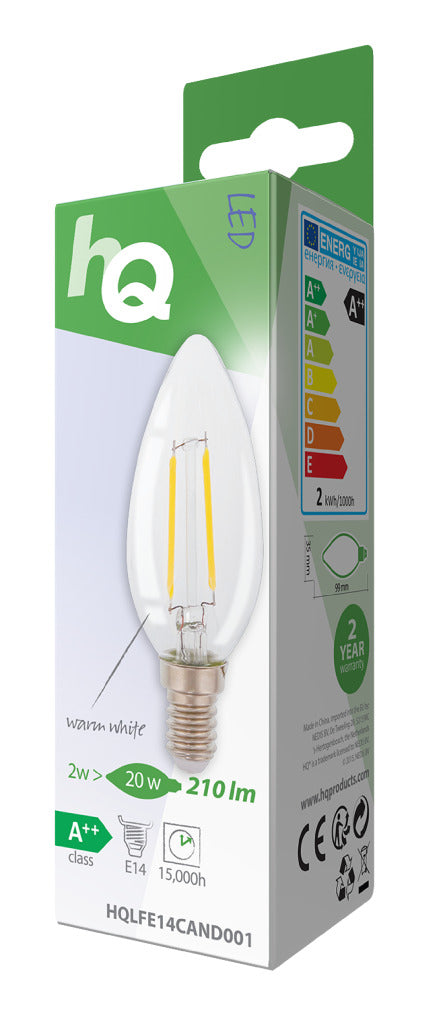 HQ LFE14CAND001 Lampe à Filament Rétro LED E14 Bougie 2W 210LM 2700K