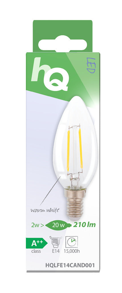 HQ LFE14CAND001 Lampe à Filament Rétro LED E14 Bougie 2W 210LM 2700K