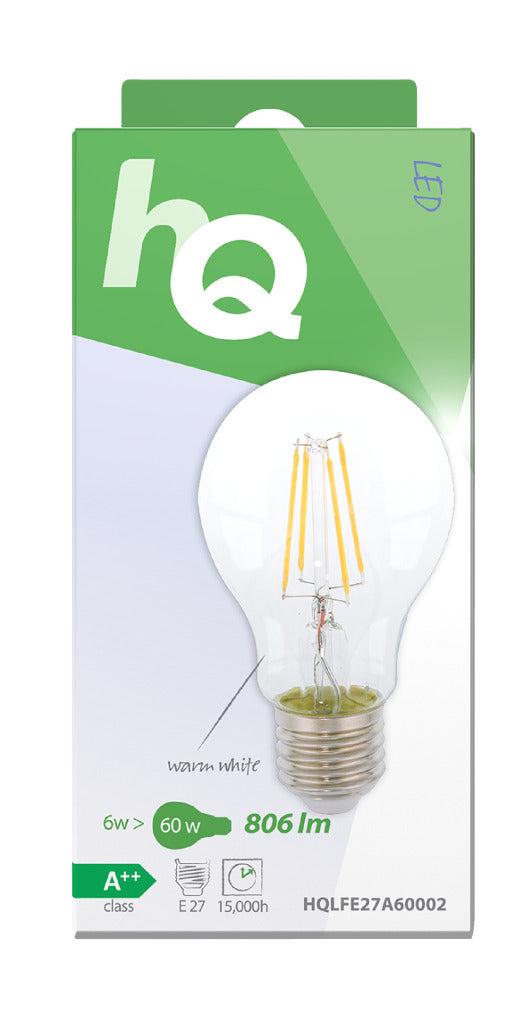 HQ LFE27A60002 Lampe à Filament Rétro LED E27 A60 6W 806LM 2700K