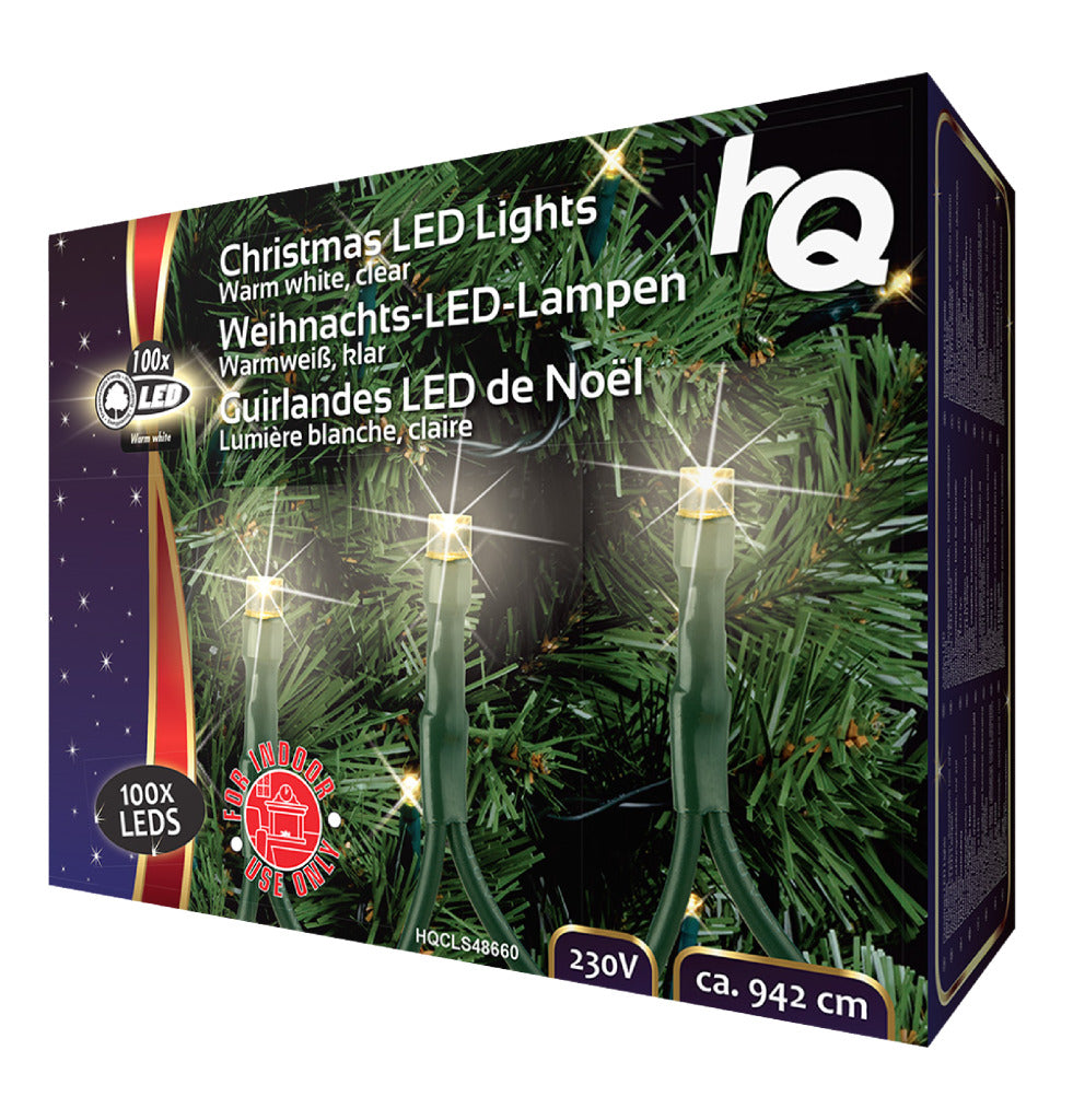 HQ HQ HQCLS48660 Lumières de Noël 100 LED 3W 9,42M Blanc Chaud Intérieur