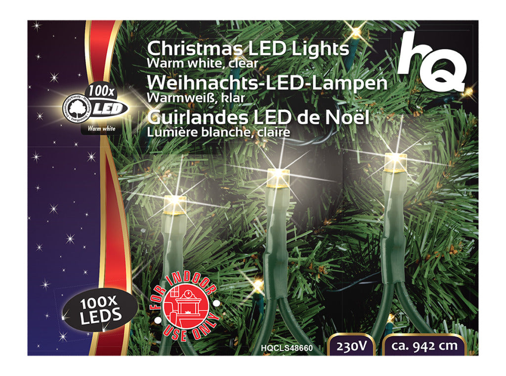 HQ HQ HQCLS48660 Lumières de Noël 100 LED 3W 9,42M Blanc Chaud Intérieur