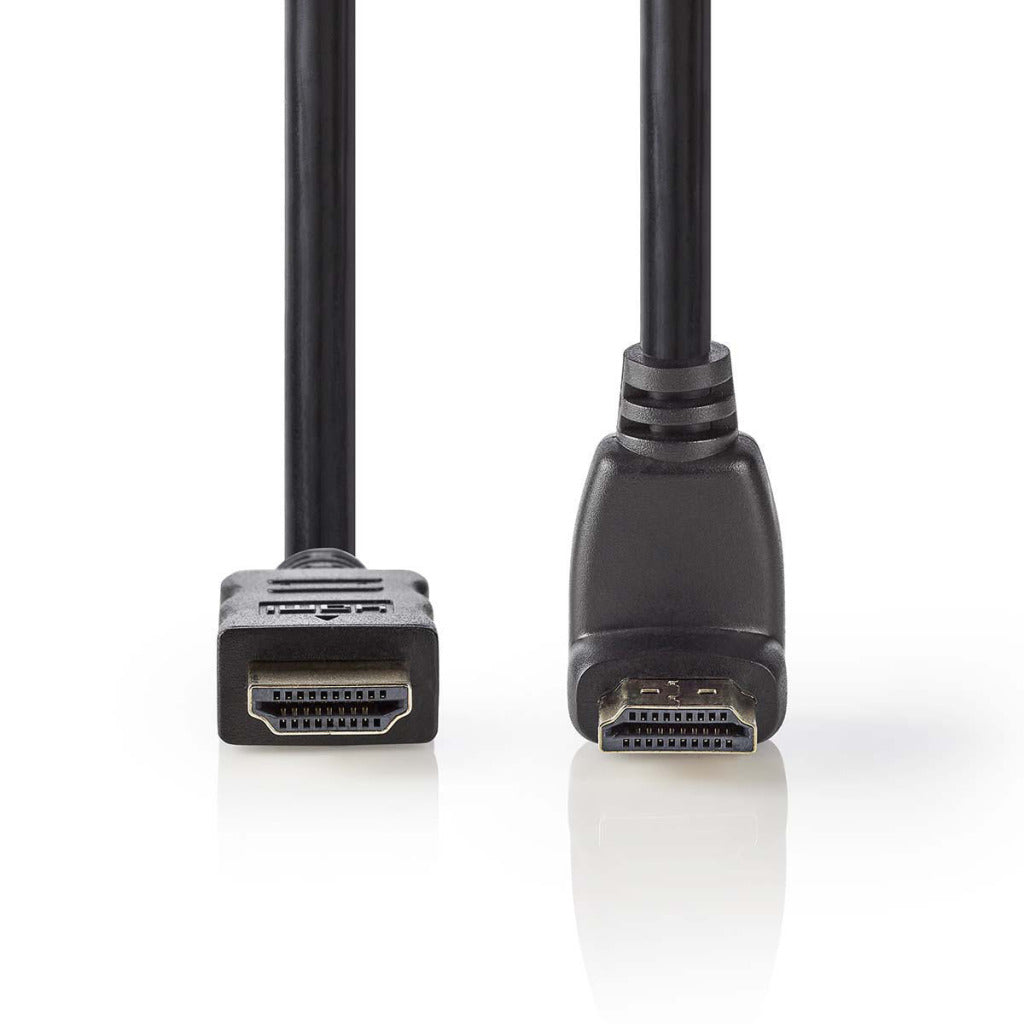 Nedis CVGP34200BK15 câble HDMI haut débit avec connecteur Ethernet HDMI - Connecteur HDMI coudé 90° 1,5 m noir