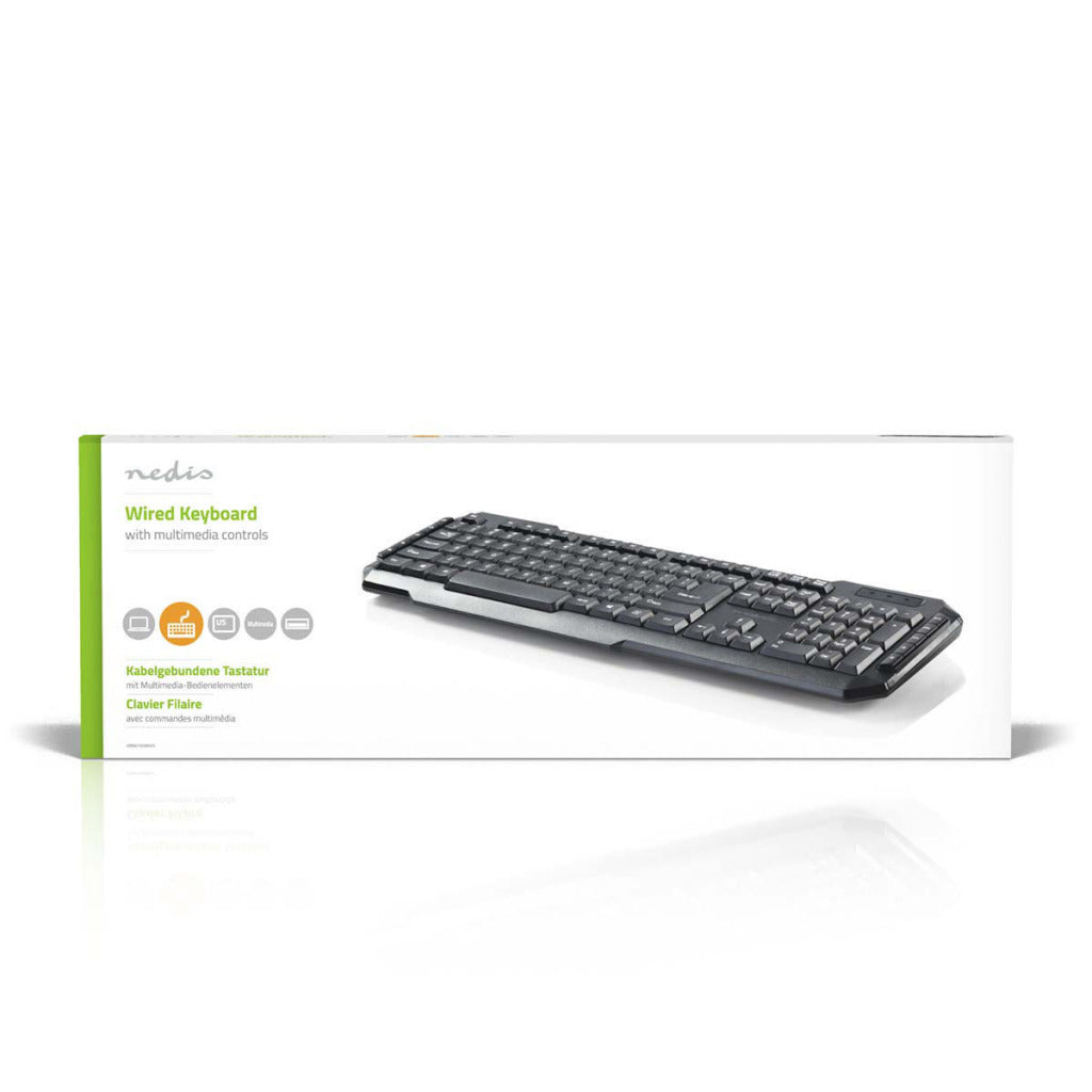 Nedis kbmu100bkus clavier USB filaire touches multimédia nous international