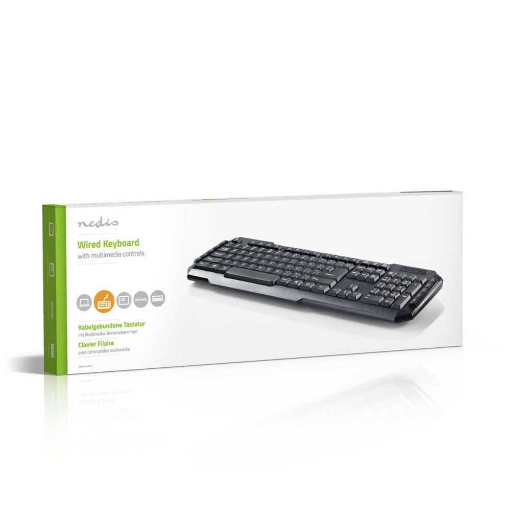 Nedis kbmu100bkus clavier USB filaire touches multimédia nous international
