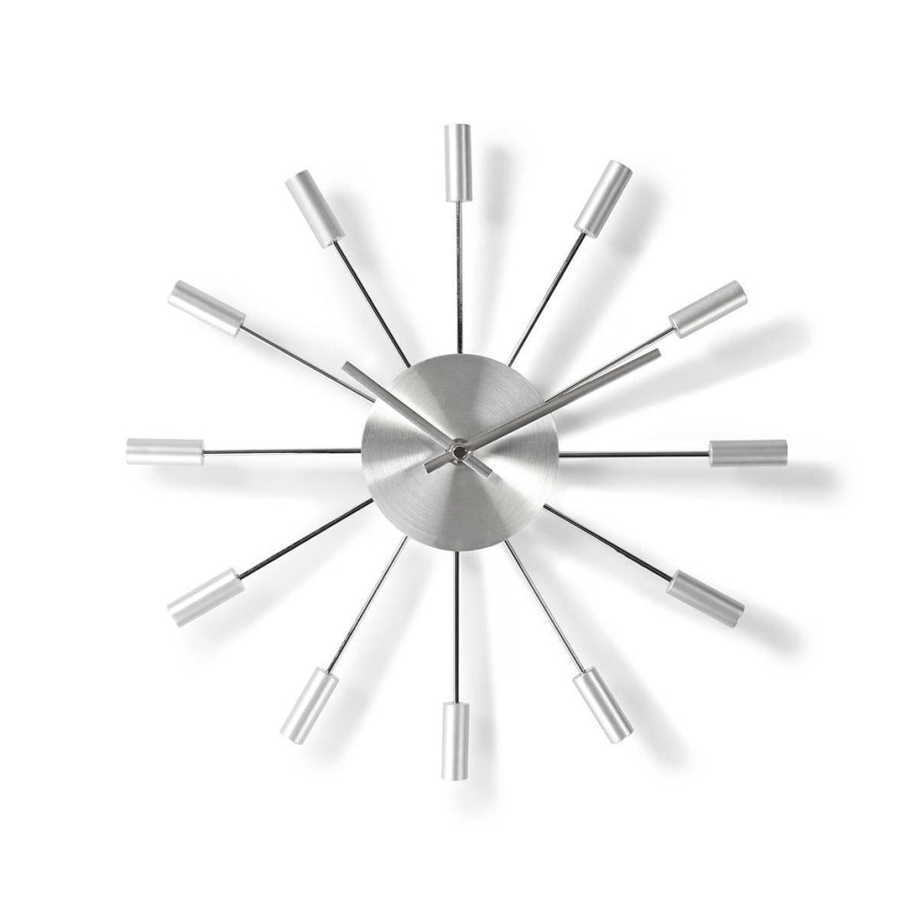 Nedis CLWA004MT34 Horloge murale ronde diamètre 34 cm argent