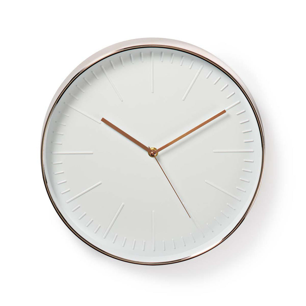 Nedis clwa013pc30re horloge murale ronde diamètre 30 cm blanc or rose