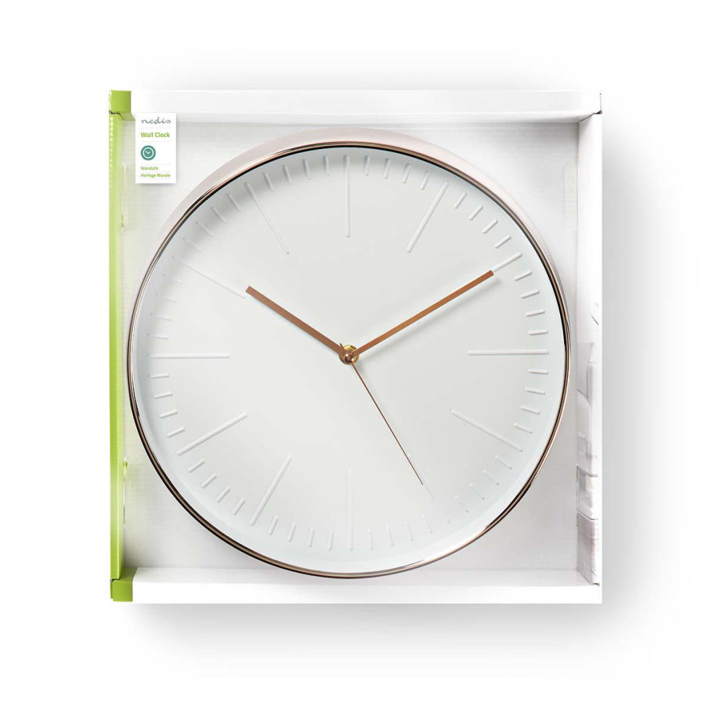 Nedis clwa013pc30re horloge murale ronde diamètre 30 cm blanc or rose