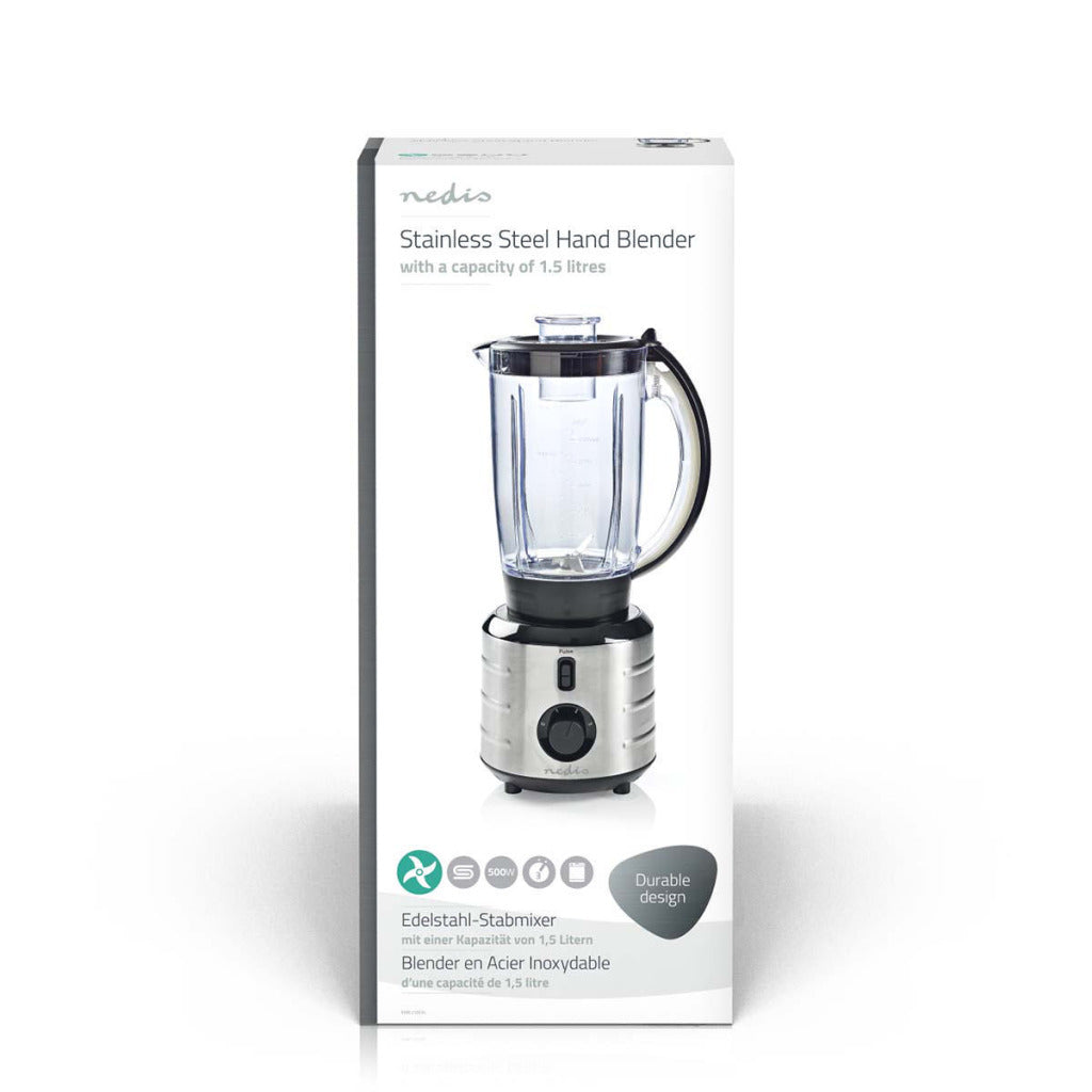Nedis kabl210cal mixeur sur pied 500 w 1,5 l acier inoxydable