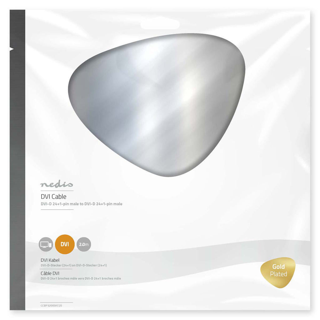Nedis ccbp32000at20 câble dvi dvi-d 24+1 broches mâle - dvi-d 24+1 broches mâle 2,0 m anthracite