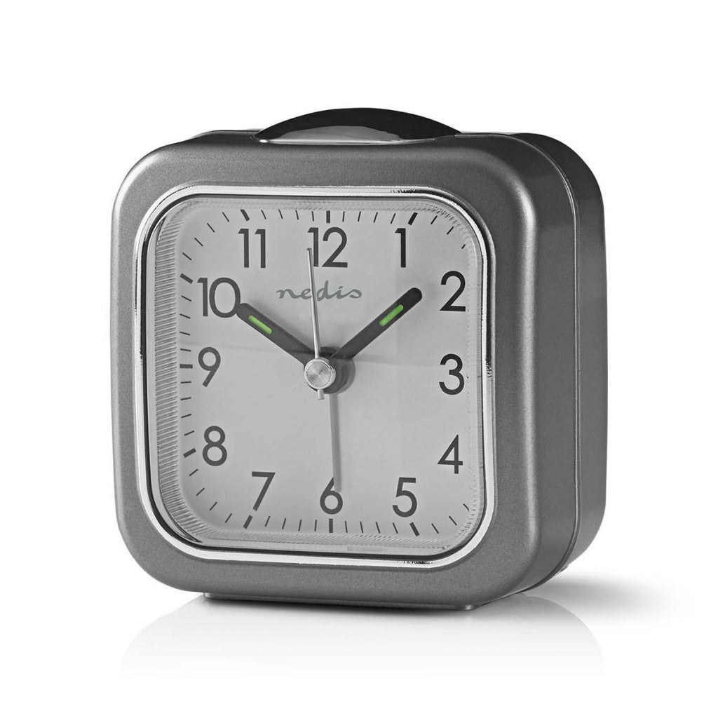 Nedis cldk005gy horloge de bureau analogique avec alarme carrée grise