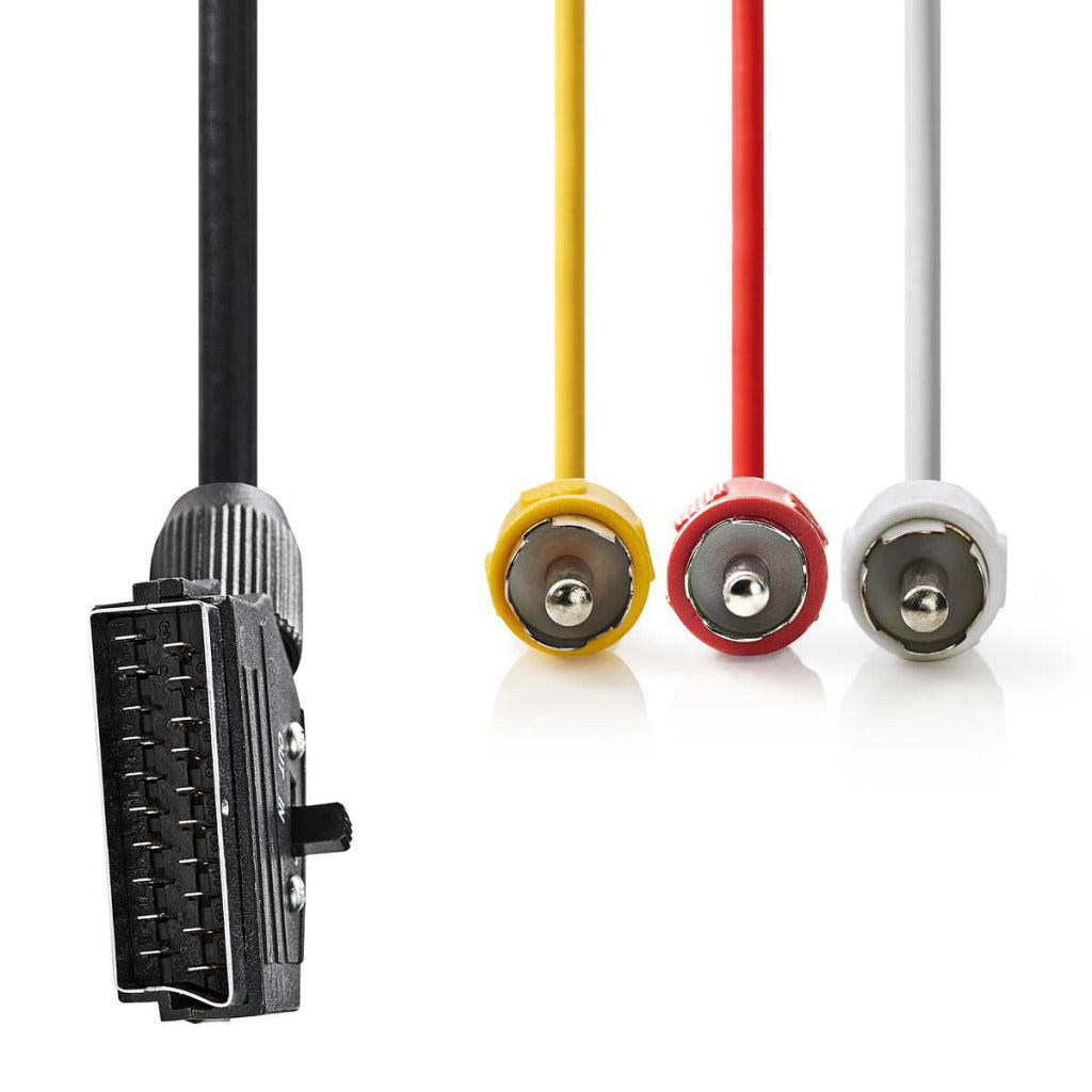 Nedis cvgp31130bk10 câble péritel commutable péritel mâle - 3x rca mâle 1,0 m noir