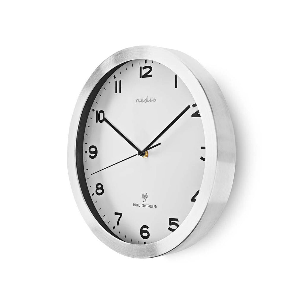 Nedis CLWA110RWT Horloge Murale Radio Pilotée 30 Cm Blanc
