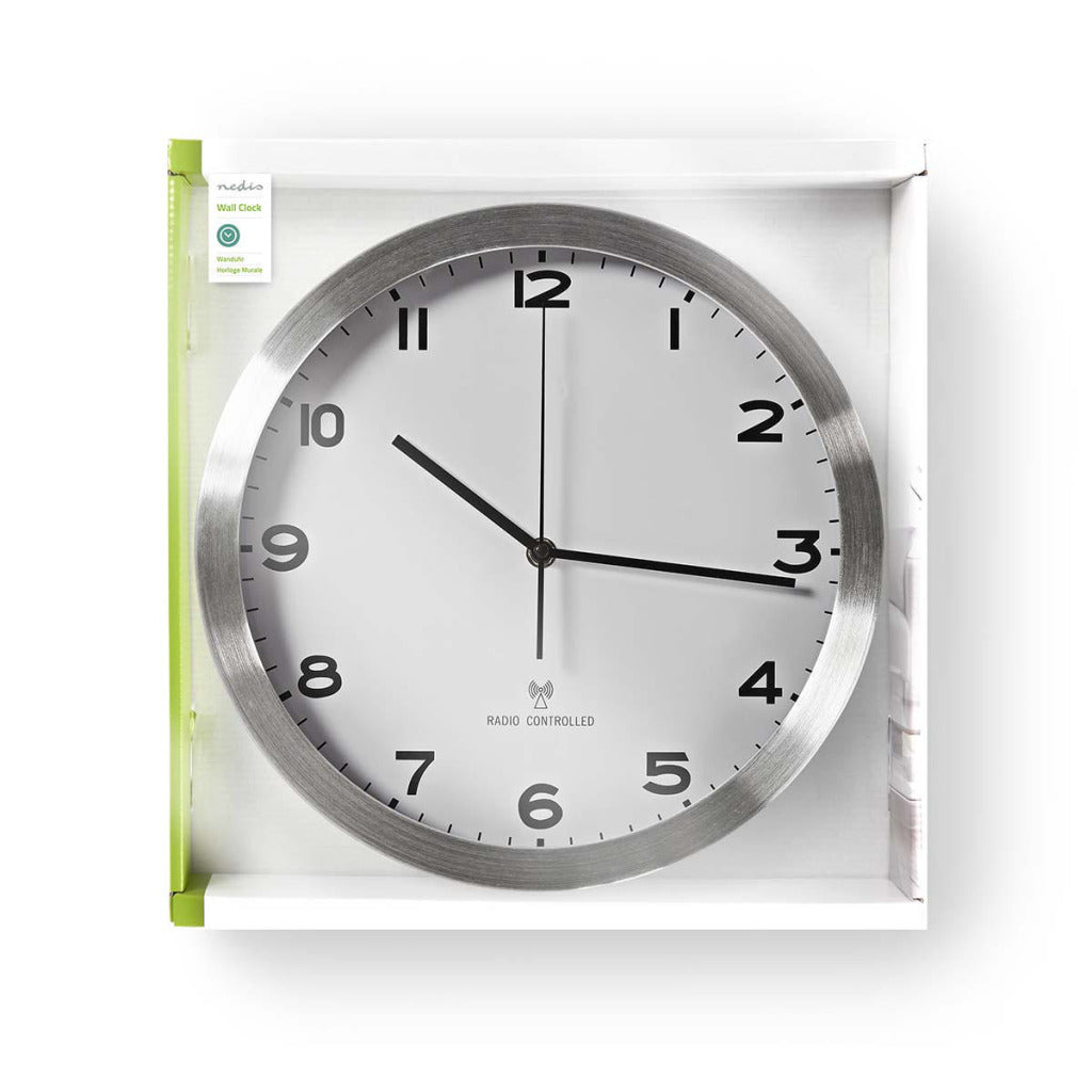 Nedis CLWA110RWT Horloge Murale Radio Pilotée 30 Cm Blanc