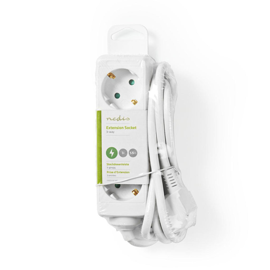 Nedis exso315f1wt prise contact de protection 3 voies 1,5 m blanc