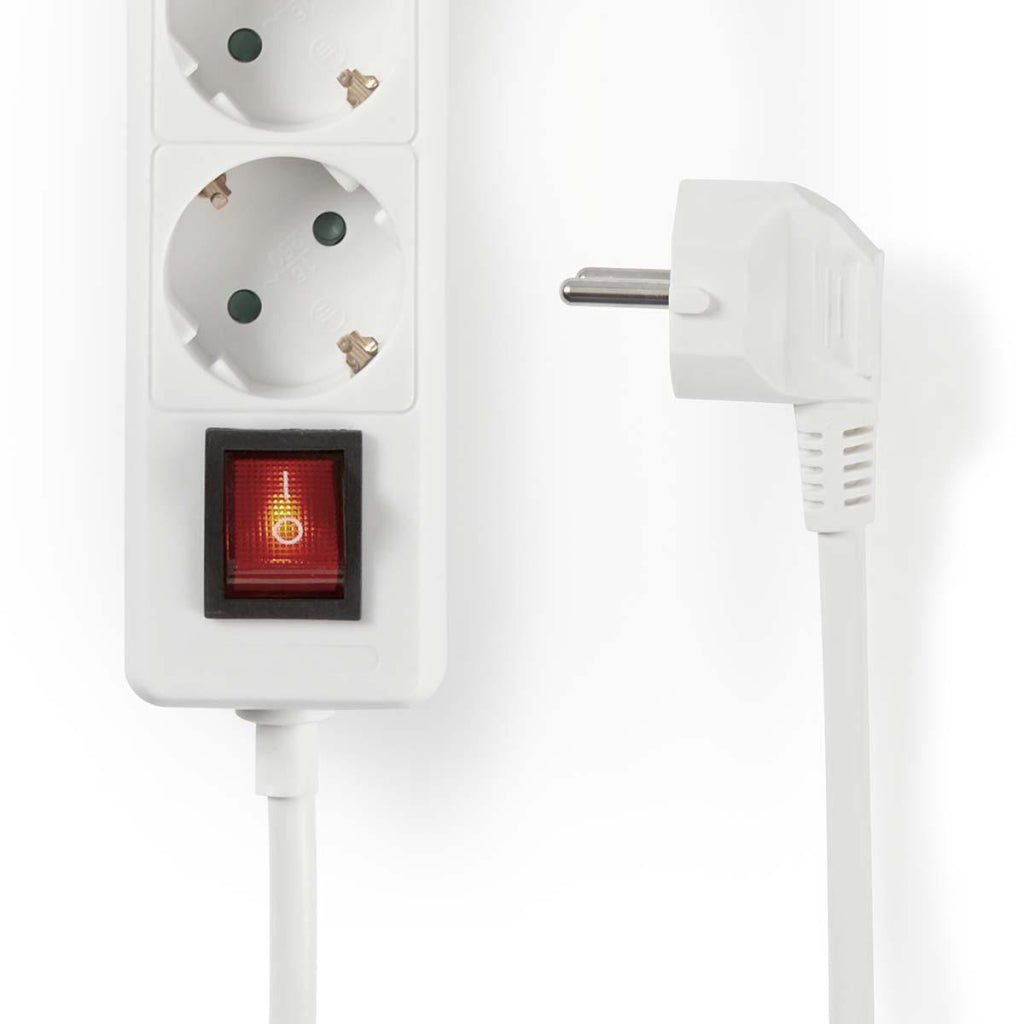 Nedis exso315f2wtb multiprise 3 prises 1,5 m interrupteur marche/arrêt blanc