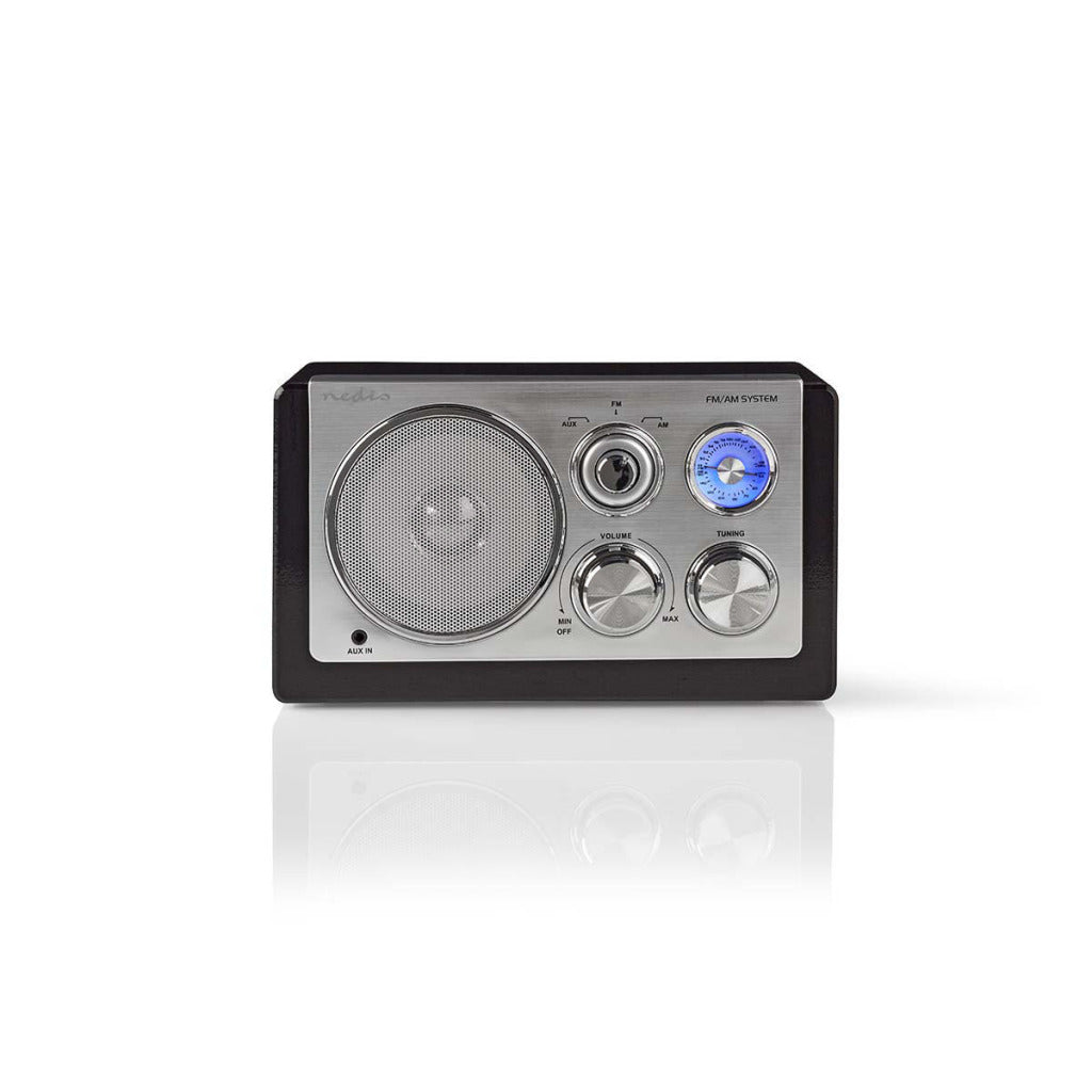 Nedis RDFM5100BK Radio FM 9 W, réglage analogique, design rétro, noir