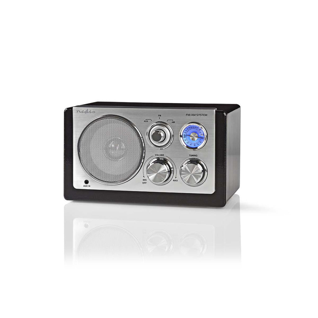 Nedis RDFM5100BK Radio FM 9 W, réglage analogique, design rétro, noir