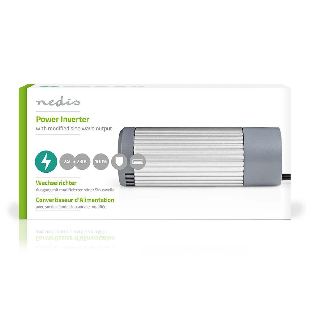 Nedis PIMS10024 Convertisseur de puissance onde sinusoïdale modifiée 24 V DC 230 V 100 W 1x Schuko 1x sortie USB