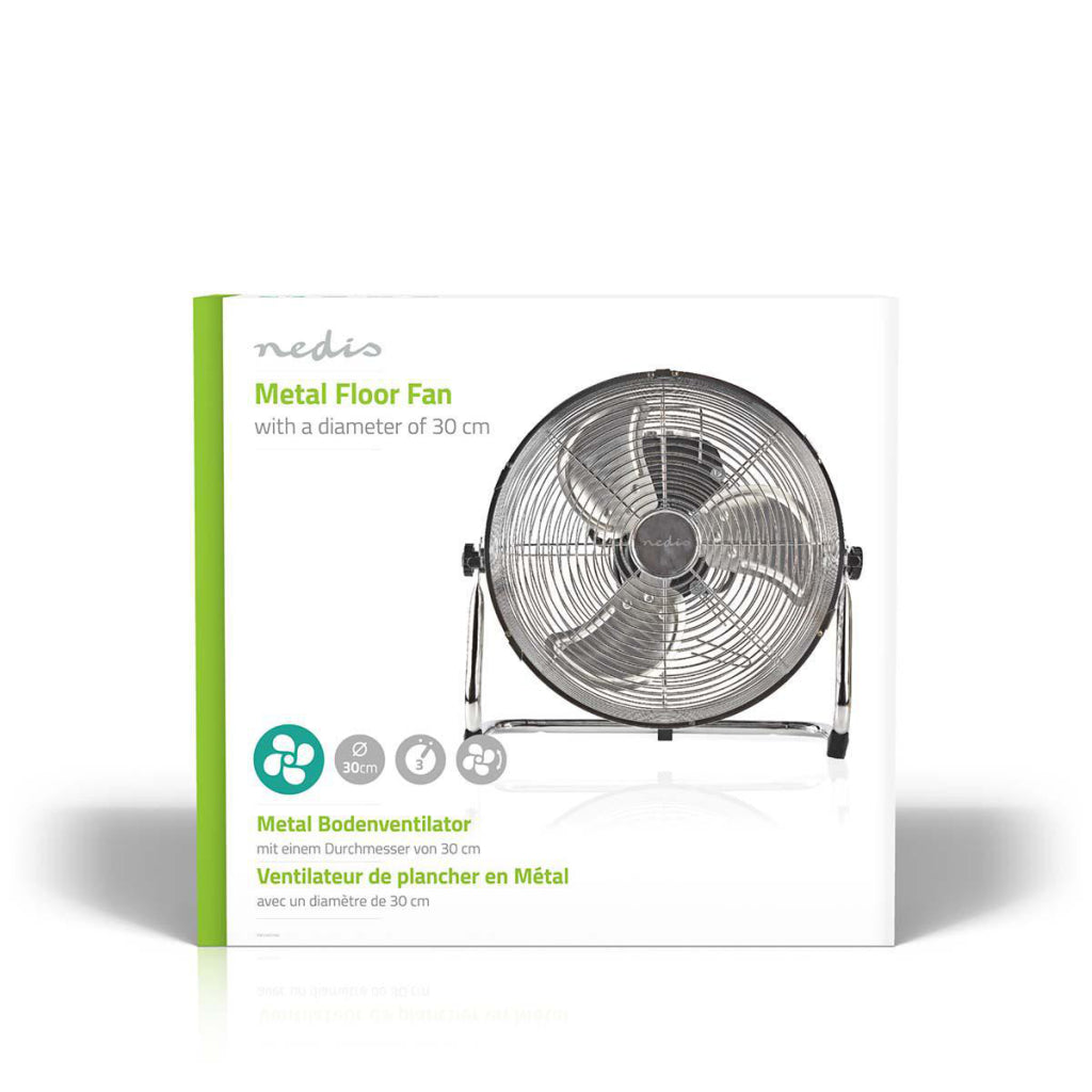 Nedis fnfl10ccr30 ventilateur de sol diamètre 30 cm 3 vitesses chrome