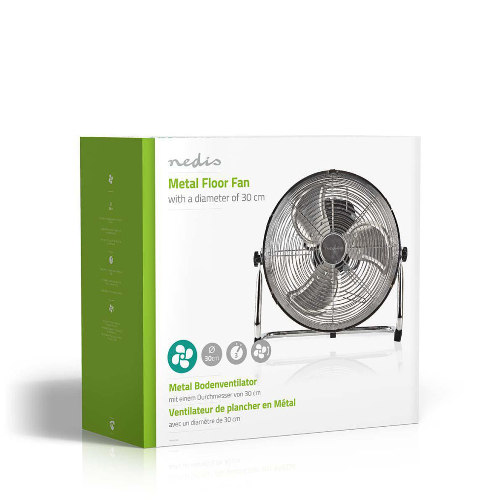 Nedis fnfl10ccr30 ventilateur de sol diamètre 30 cm 3 vitesses chrome
