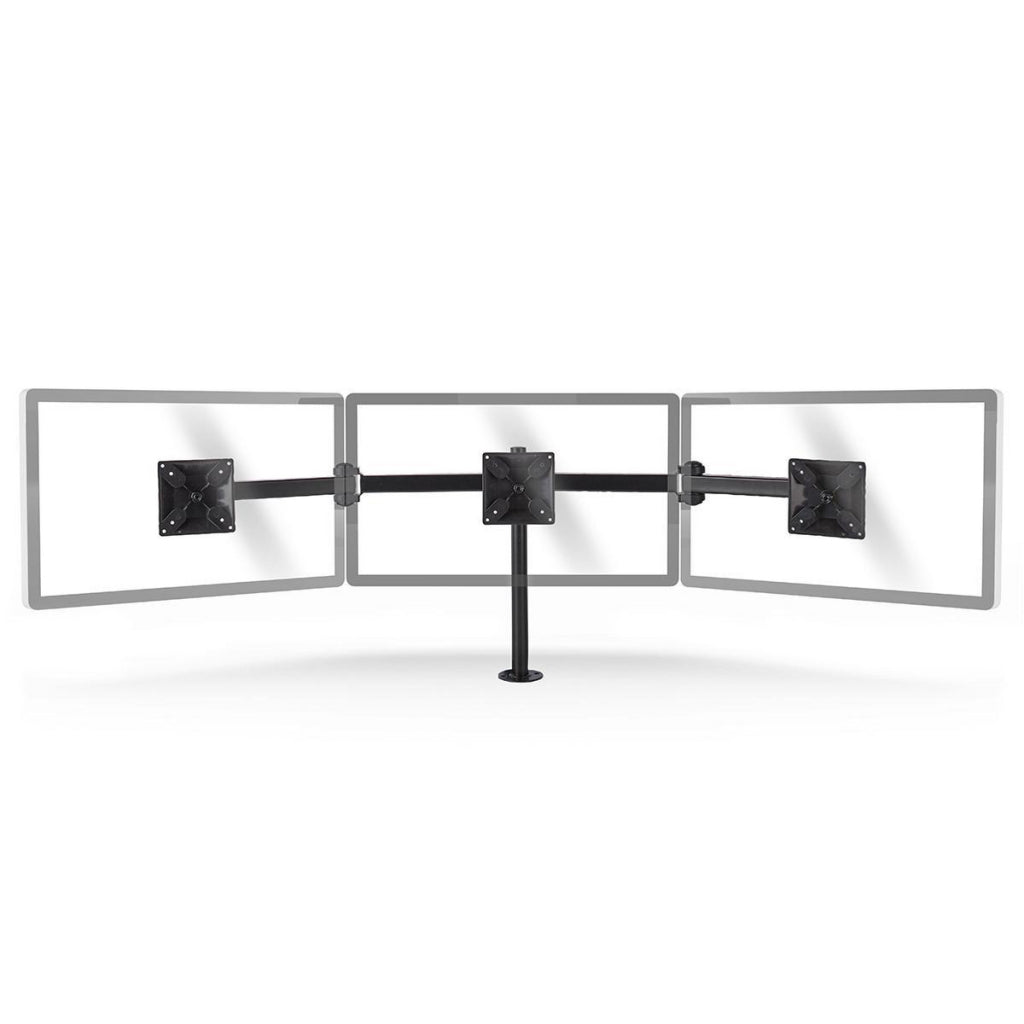 Nedis ergotmm100bk support de moniteur ergonomique, trois bras de moniteur, rotatif et inclinable, noir