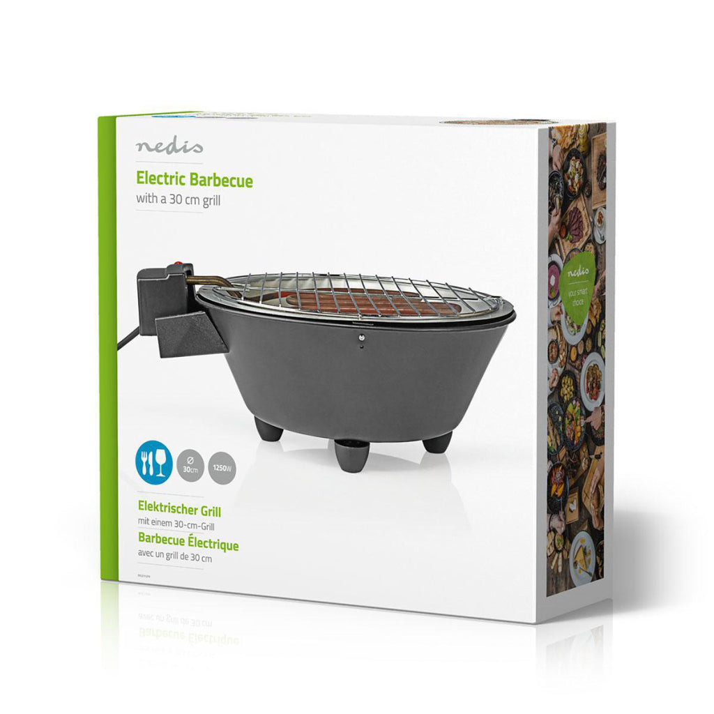 Nedis bbqe112bk barbecue électrique rond 30 cm 1250 watts