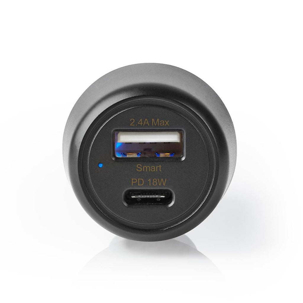Nedis CCPD18W100BK Chargeur de voiture 3.0 A USB-A USB-C Alimentation 18 W Noir