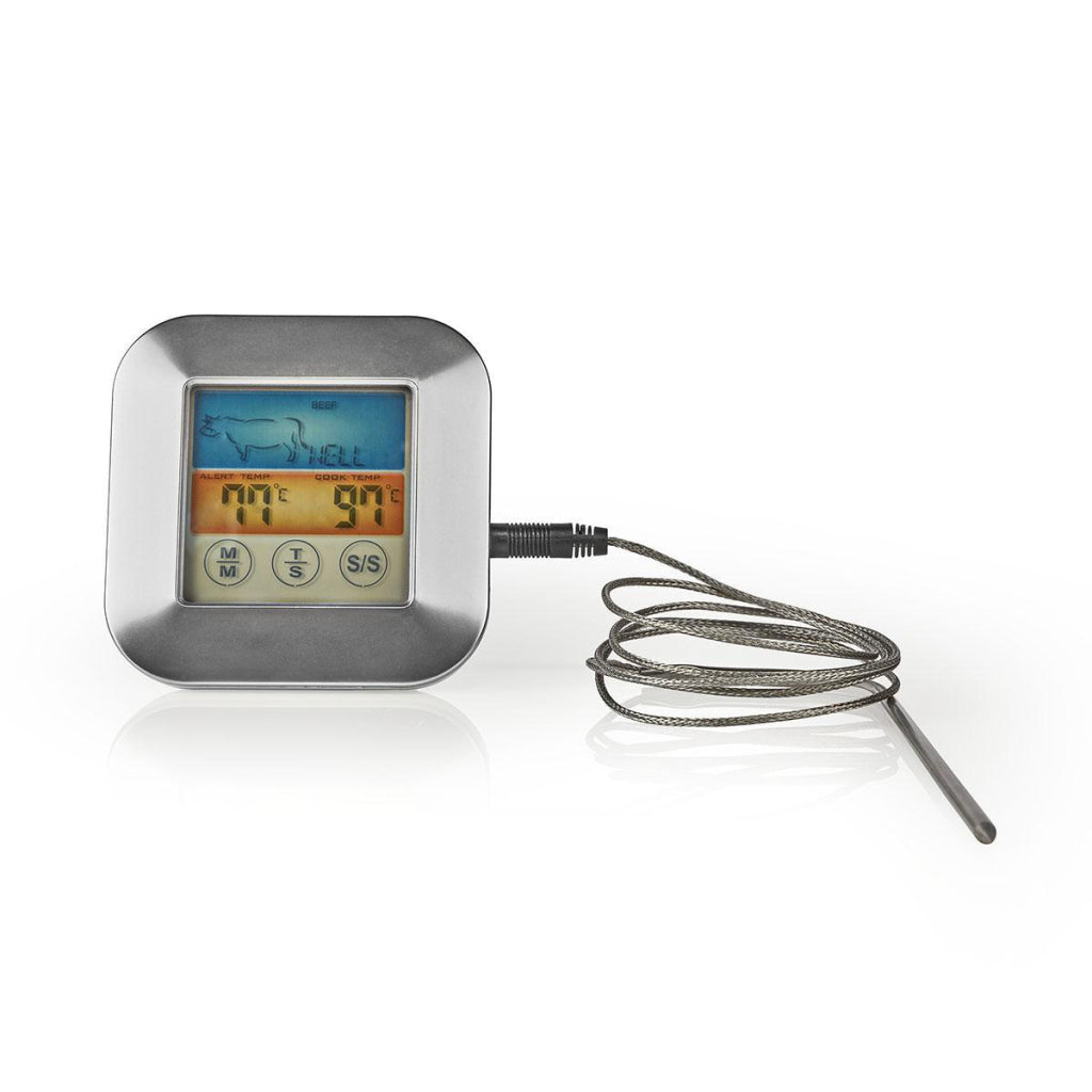 Thermomètre à viande Nedis kath106si 0 250 deg ; minuterie à affichage couleur