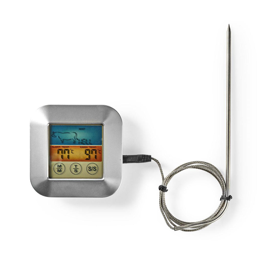 Thermomètre à viande Nedis kath106si 0 250 deg ; minuterie à affichage couleur