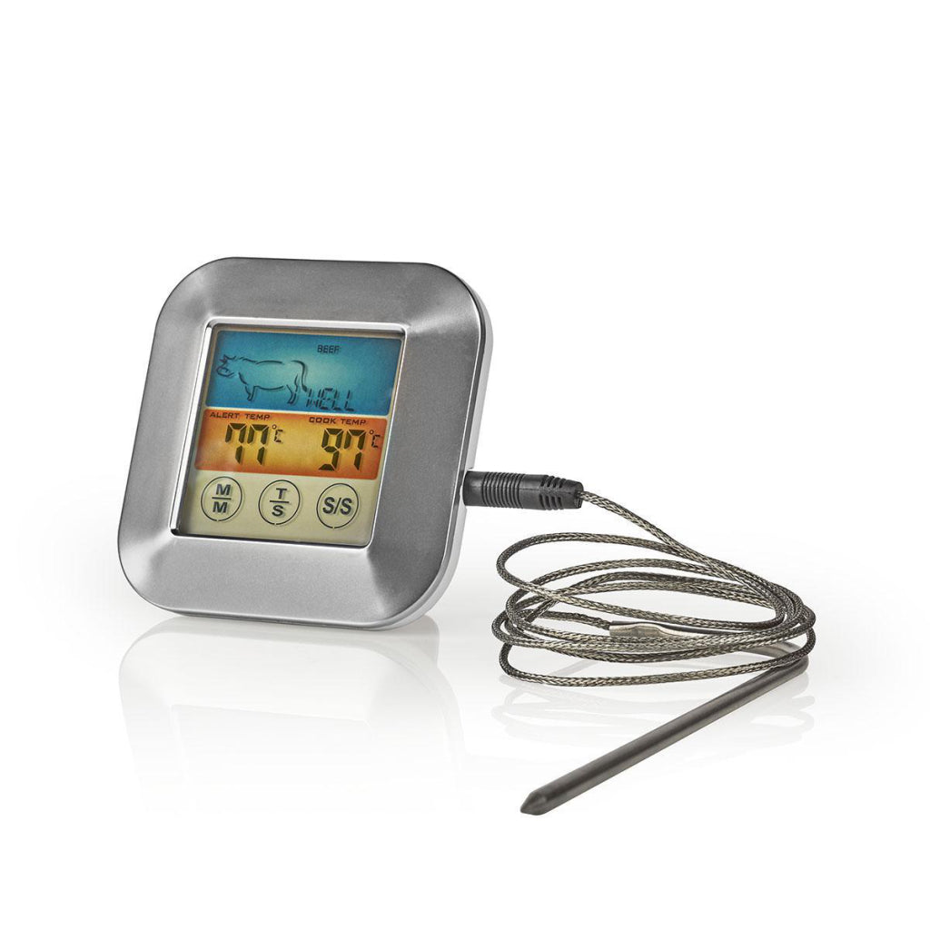 Thermomètre à viande Nedis kath106si 0 250 deg ; minuterie à affichage couleur