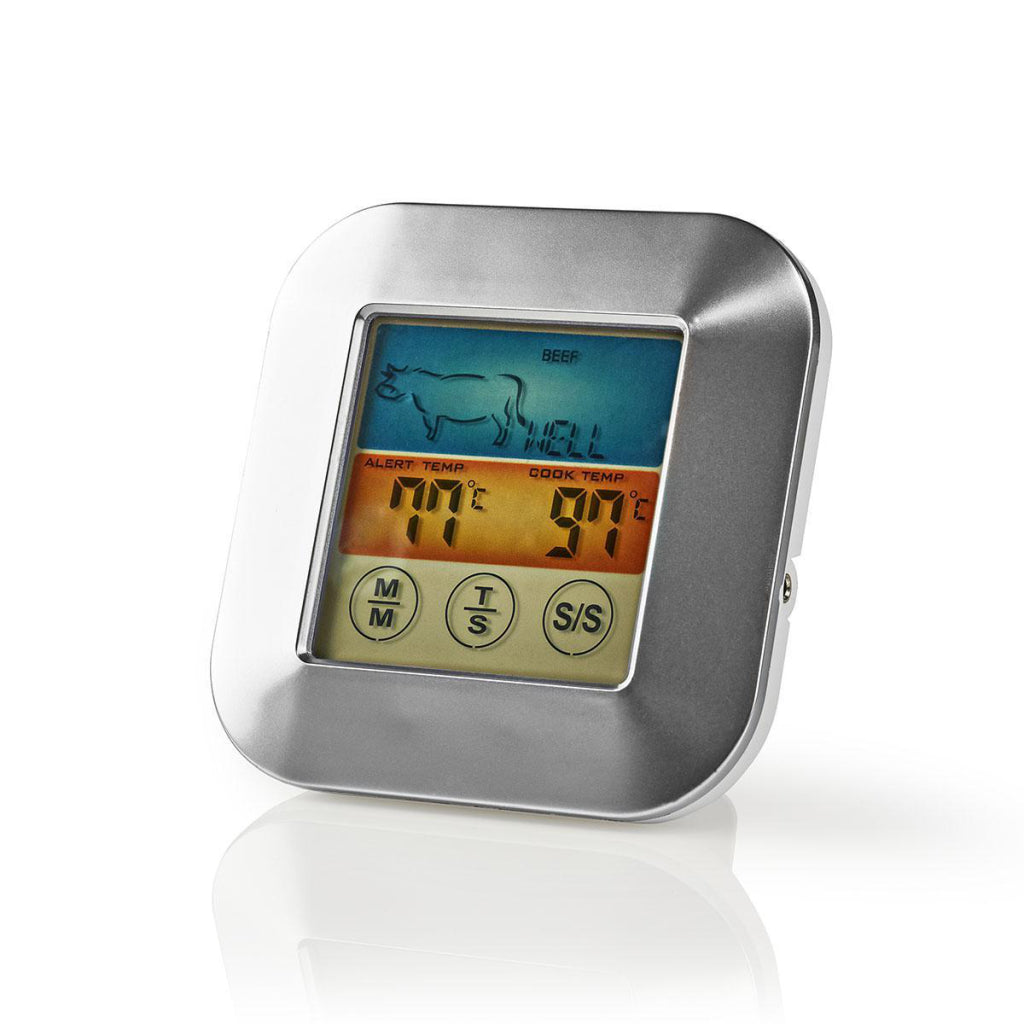 Thermomètre à viande Nedis kath106si 0 250 deg ; minuterie à affichage couleur
