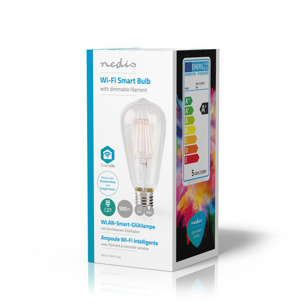 Nedis wifilf10wtst64 lampe à incandescence LED intelligente wi-fi e27 st64 5 w 500 lm