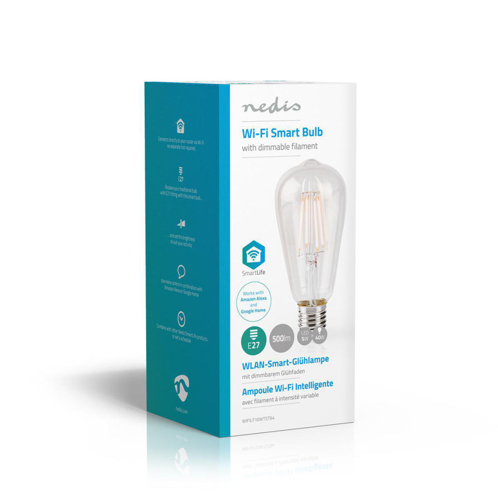 Nedis wifilf10wtst64 lampe à incandescence LED intelligente wi-fi e27 st64 5 w 500 lm