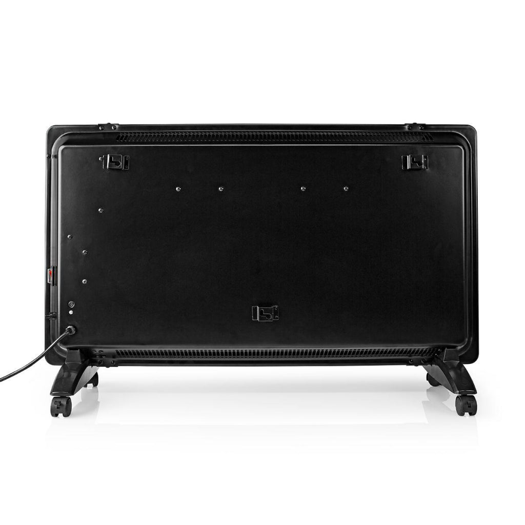 Nedis HTPL20FBK Thermostat de chauffage à convecteur à panneau de verre Écran LCD 2 réglages de chaleur Fixation murale sur pied 2000 W Noir