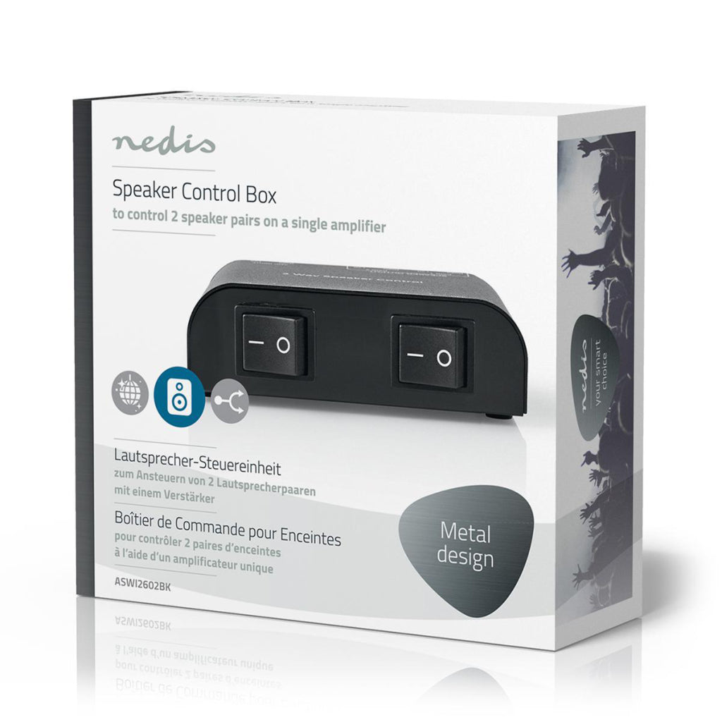 Nedis aswi2602bk commutateur de haut-parleur 2 ports connexion à pince noir