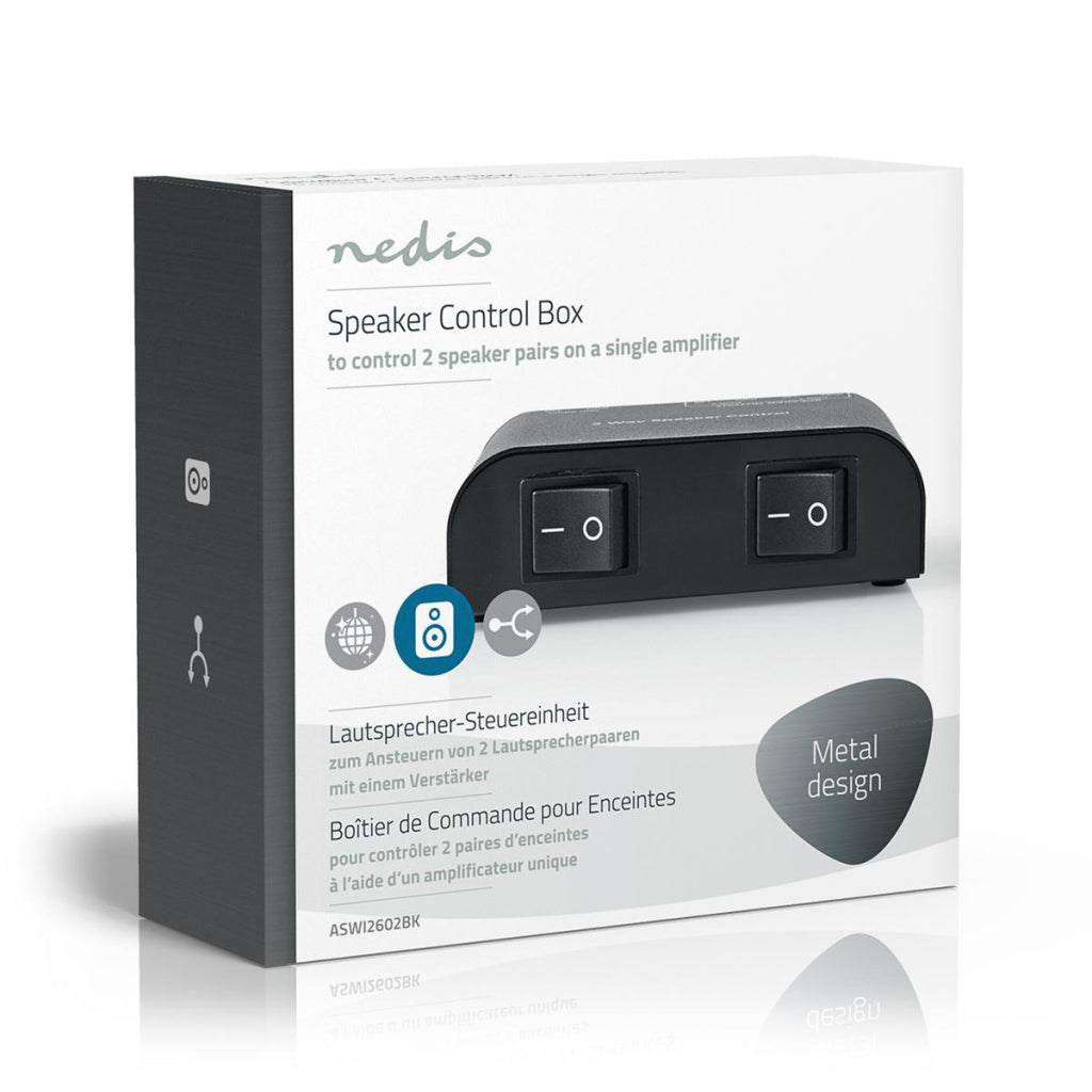 Nedis aswi2602bk commutateur de haut-parleur 2 ports connexion à pince noir