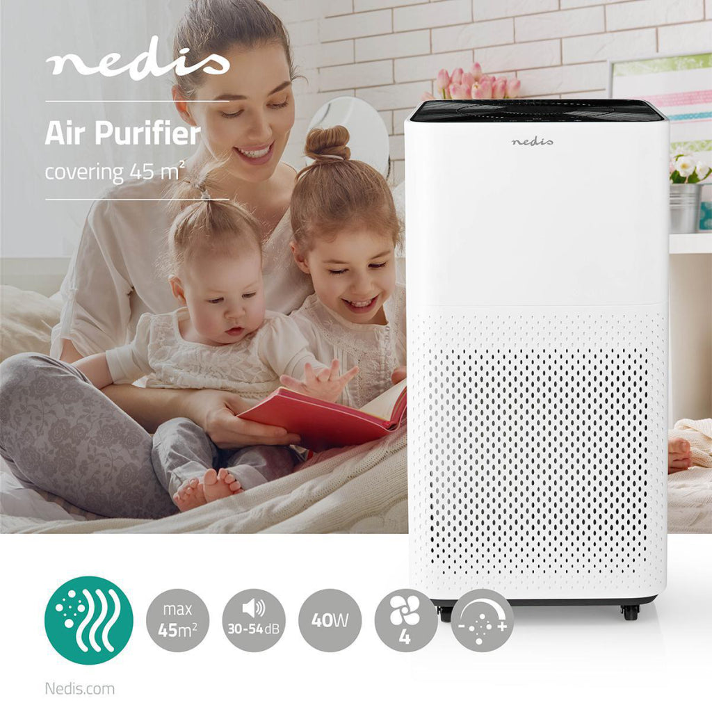 Purificateur d'air Nedis aipu300cwt 45 m2 30 54 db indicateur de qualité de l'air