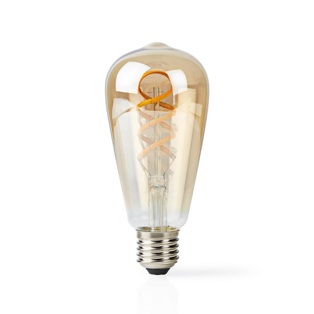 Nedis WiFiLT10GDST64 WiFi Lampe à filament LED blanc chaud à froid torsadé E27 ST64 5,5 W 350 lm