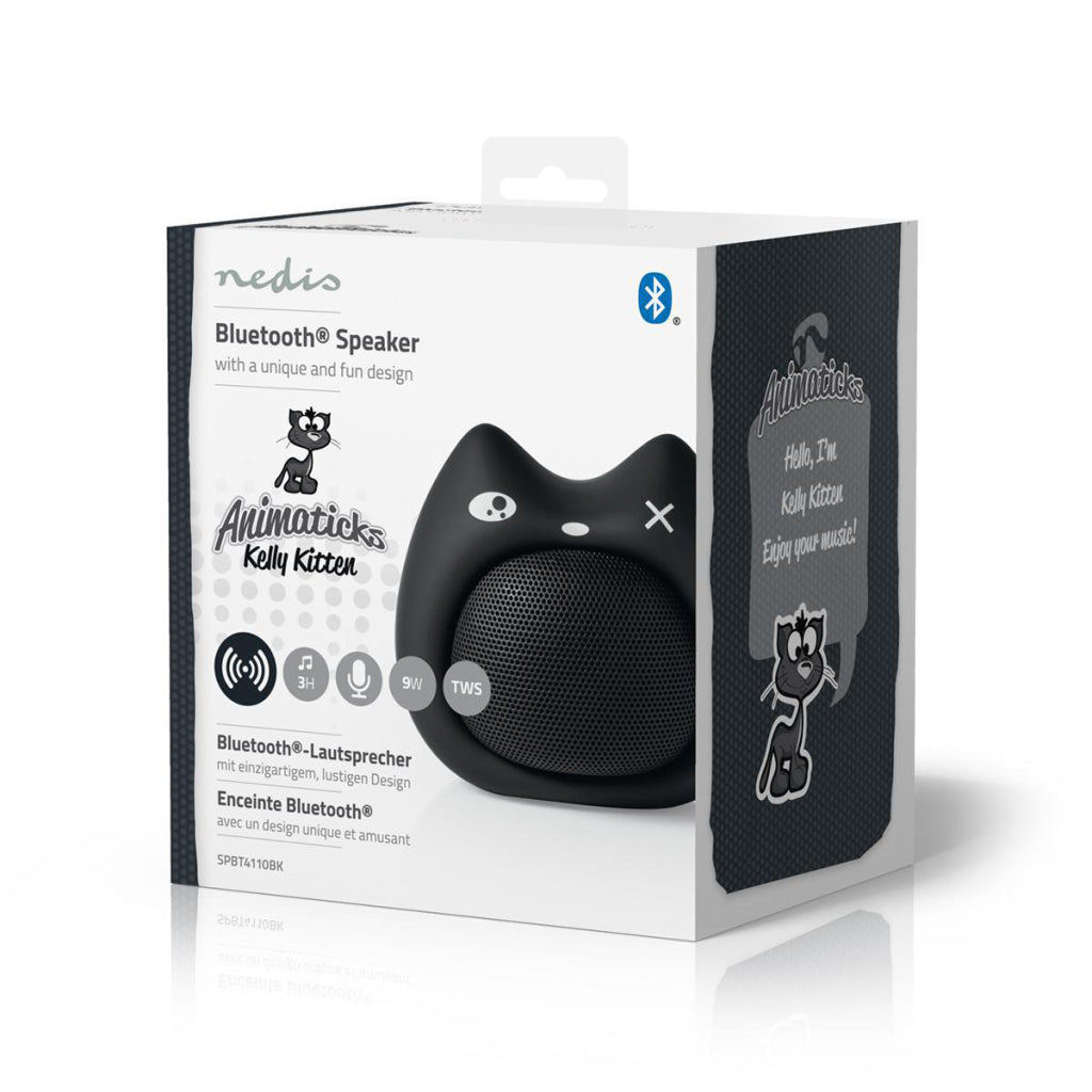 Nedis SPBT4110BK Haut-parleur Bluetooth Animatikks 3 heures de lecture Appel mains libres Kelly Kitten