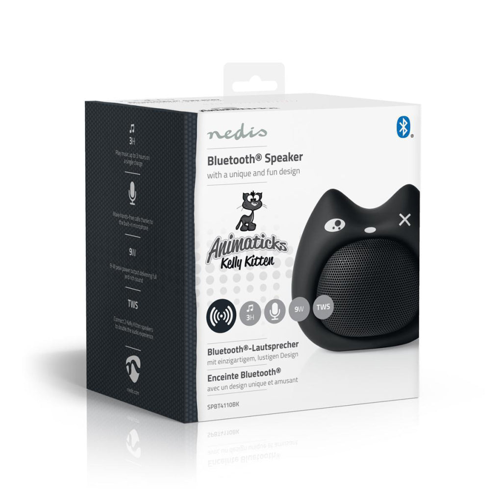 Nedis SPBT4110BK Haut-parleur Bluetooth Animatikks 3 heures de lecture Appel mains libres Kelly Kitten