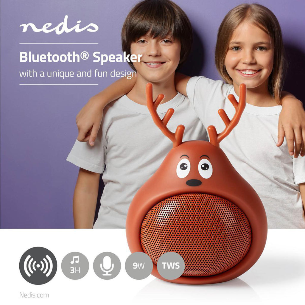 Nedis SPBT4110BN Haut-parleur Bluetooth Animatics 3 heures de lecture appels mains libres Rudy Reindeer