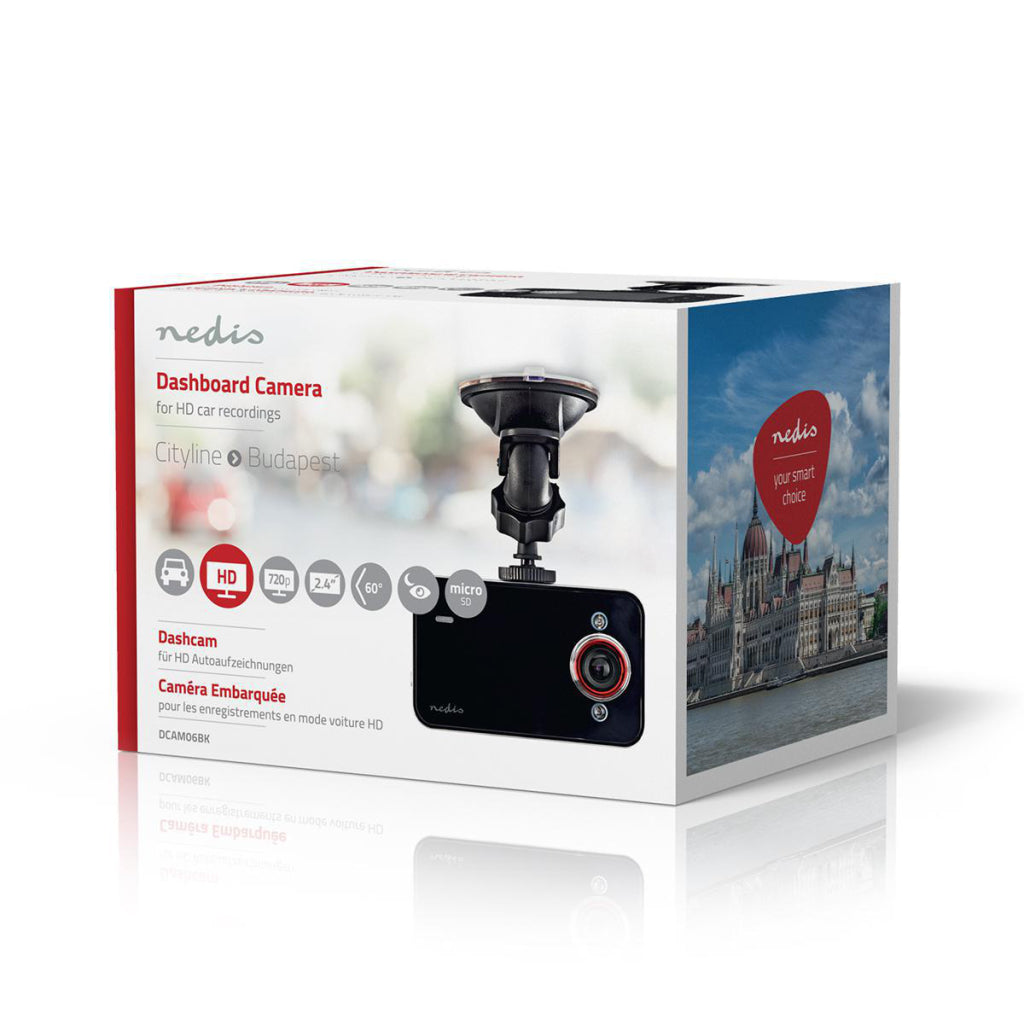 Nedis dcam06bk dashcam HD 720p 1 canal 2,4 pouces angle de vision de 60 degrés ;